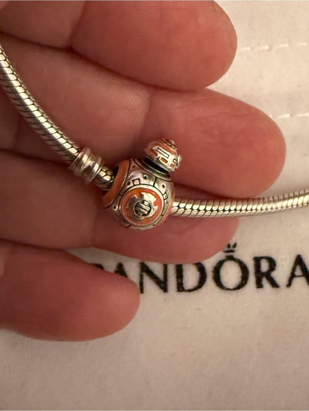Pandora Orange and Silver BB‑8 Enamel Charm